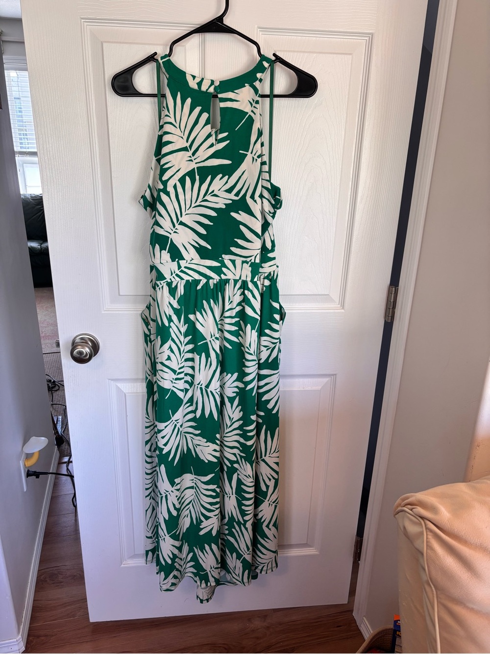 torrid Green and White Palm-Print Halter Maxi Dress